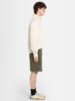 Felpa in cotone felpato con mezza zip