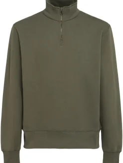 Felpa in cotone felpato con mezza zip