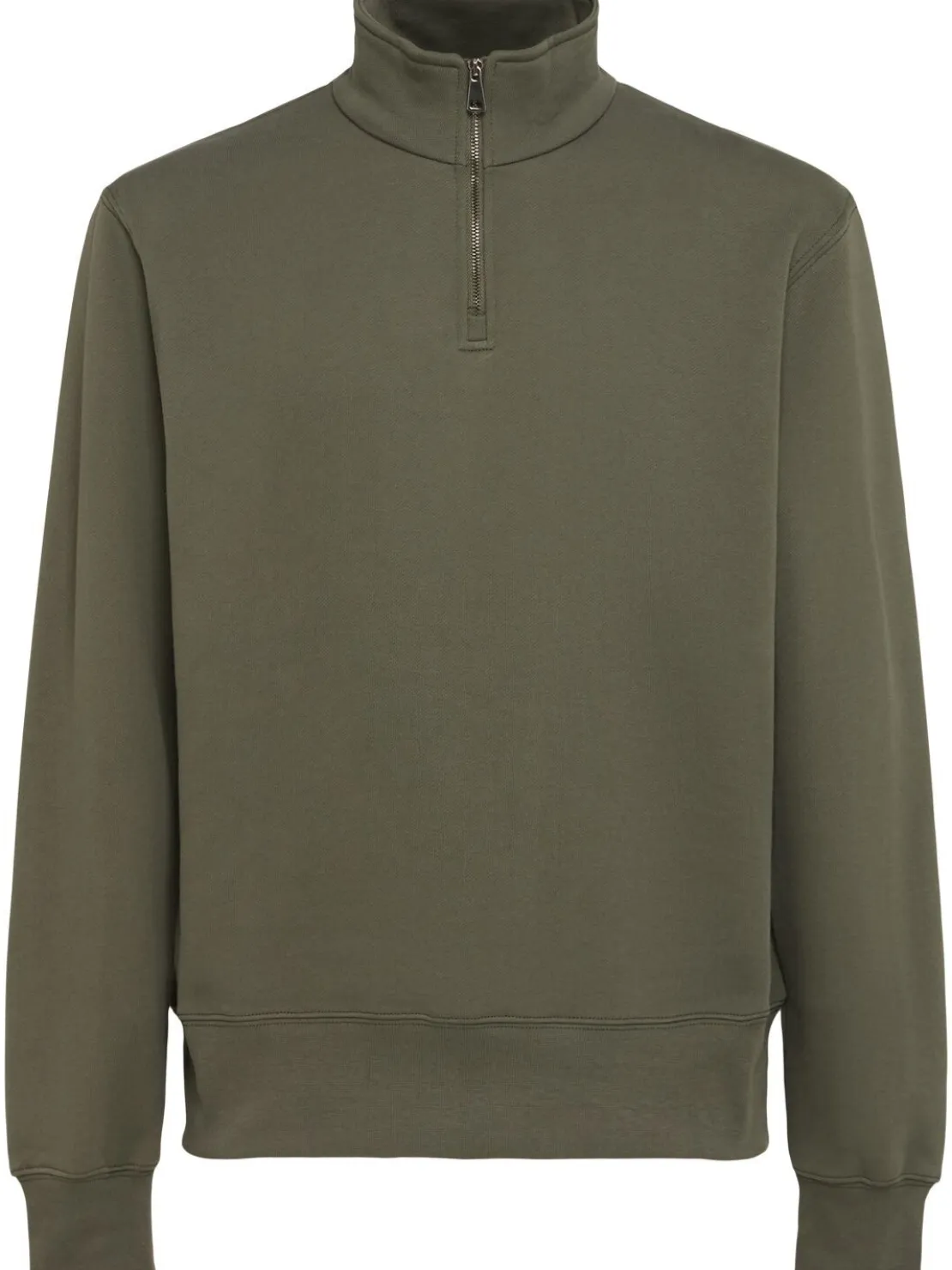 Felpa in cotone felpato con mezza zip
