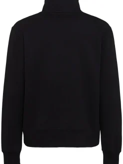 Felpa in cotone felpato con mezza zip