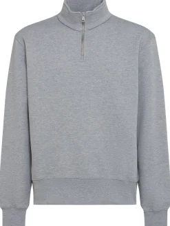 Felpa in cotone felpato con mezza zip
