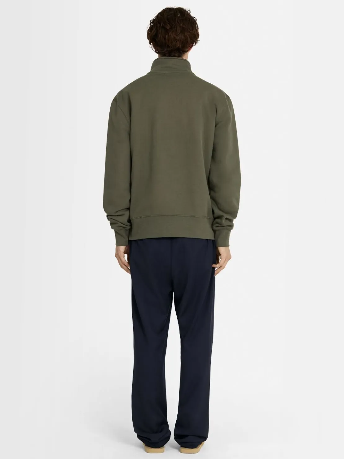 Felpa in cotone felpato con mezza zip