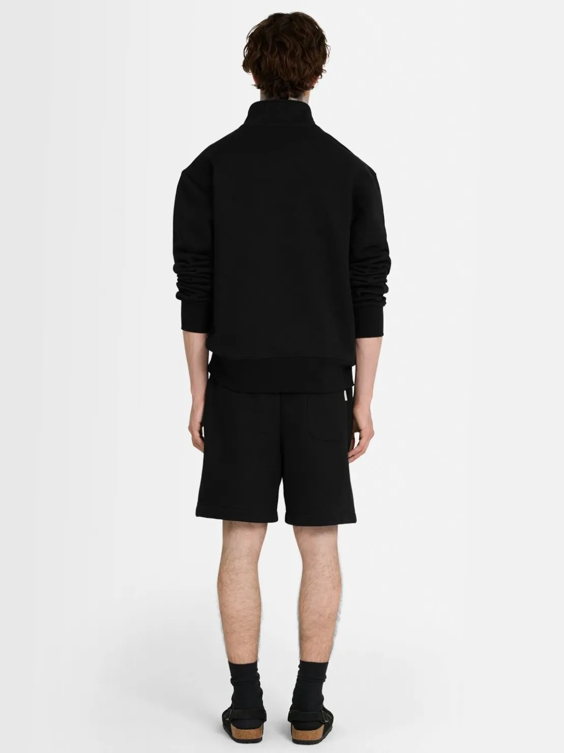 Felpa in cotone felpato con mezza zip