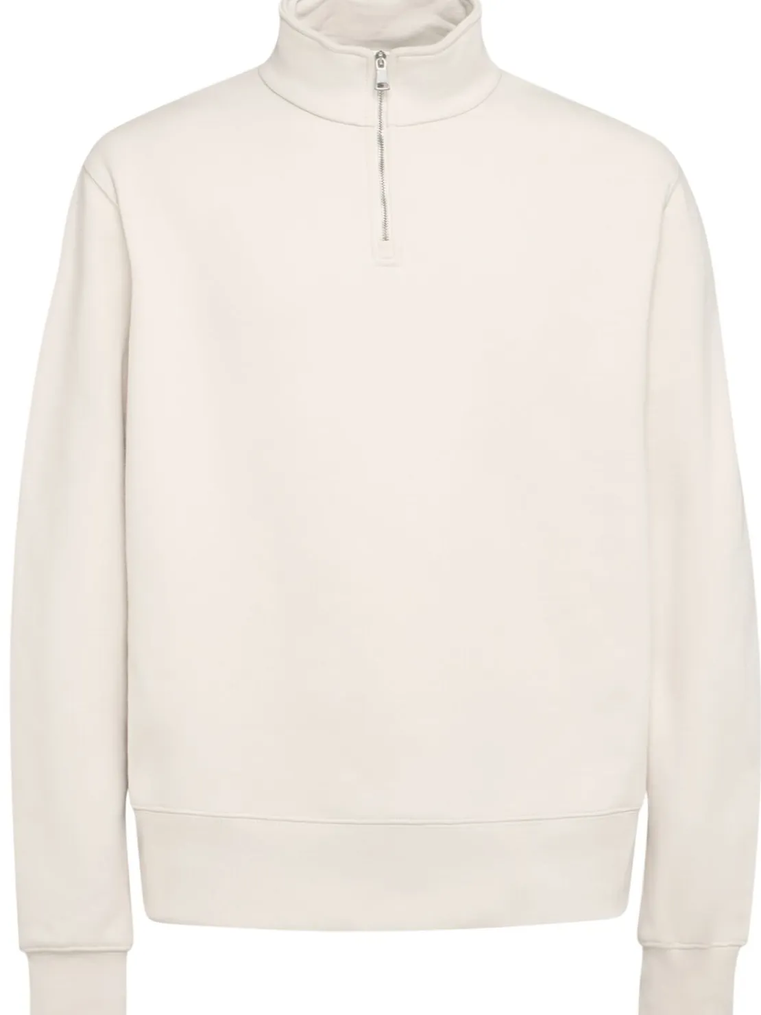 Felpa in cotone felpato con mezza zip
