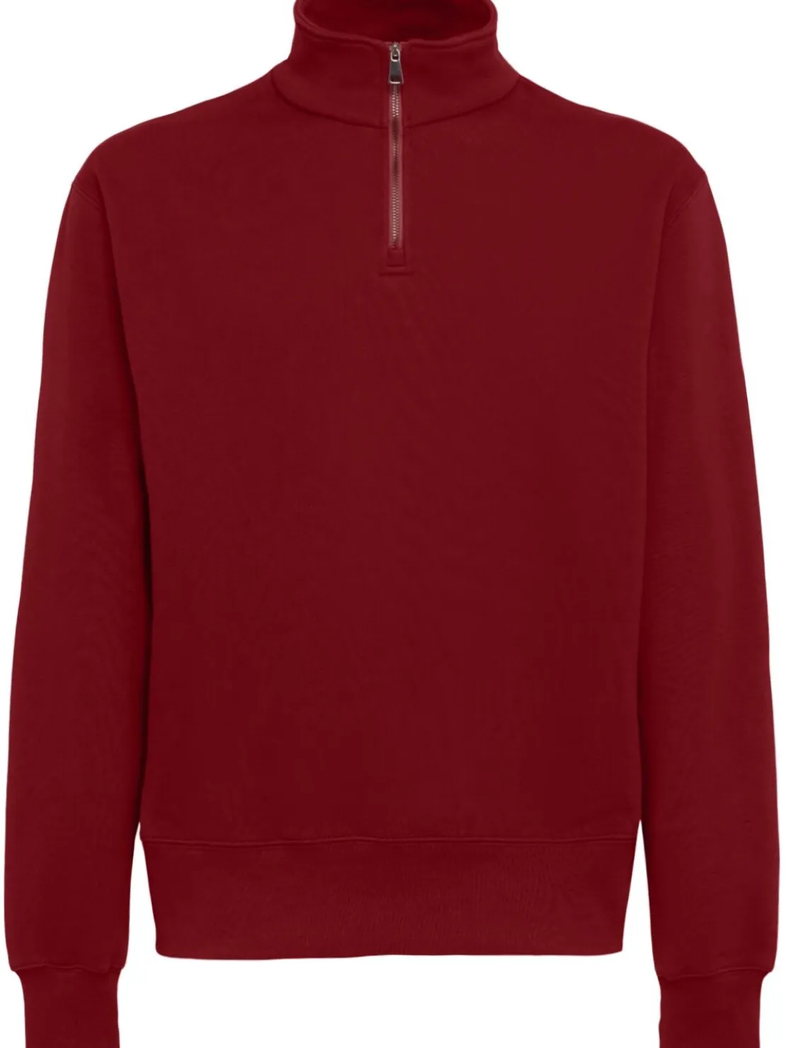Felpa in cotone felpato con mezza zip