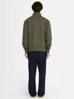 Felpa in cotone felpato con mezza zip