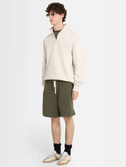 Felpa in cotone felpato con mezza zip