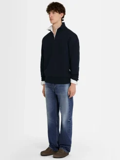 Felpa in cotone felpato con mezza zip