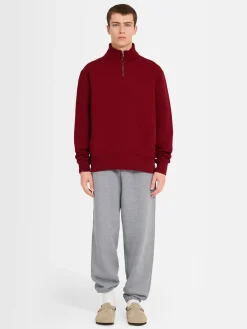 Felpa in cotone felpato con mezza zip