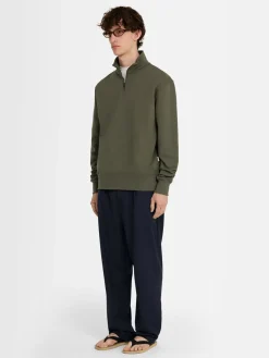 Felpa in cotone felpato con mezza zip
