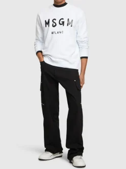 Felpa in cotone spazzolato con logo stampato