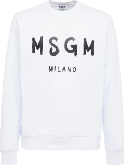 Felpa in cotone spazzolato con logo stampato