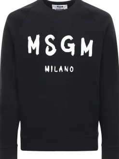 Felpa in cotone spazzolato con logo stampato