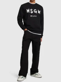 Felpa in cotone spazzolato con logo stampato