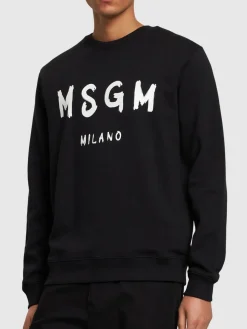 Felpa in cotone spazzolato con logo stampato