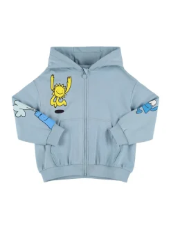 Felpa in cotone stampato con zip