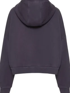 Felpa in cotone washed con zip e cappuccio