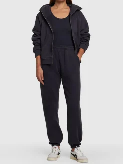 Felpa in cotone washed con zip e cappuccio
