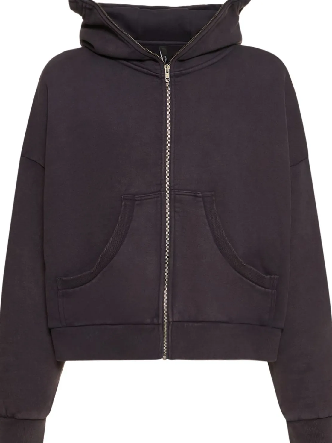Felpa in cotone washed con zip e cappuccio