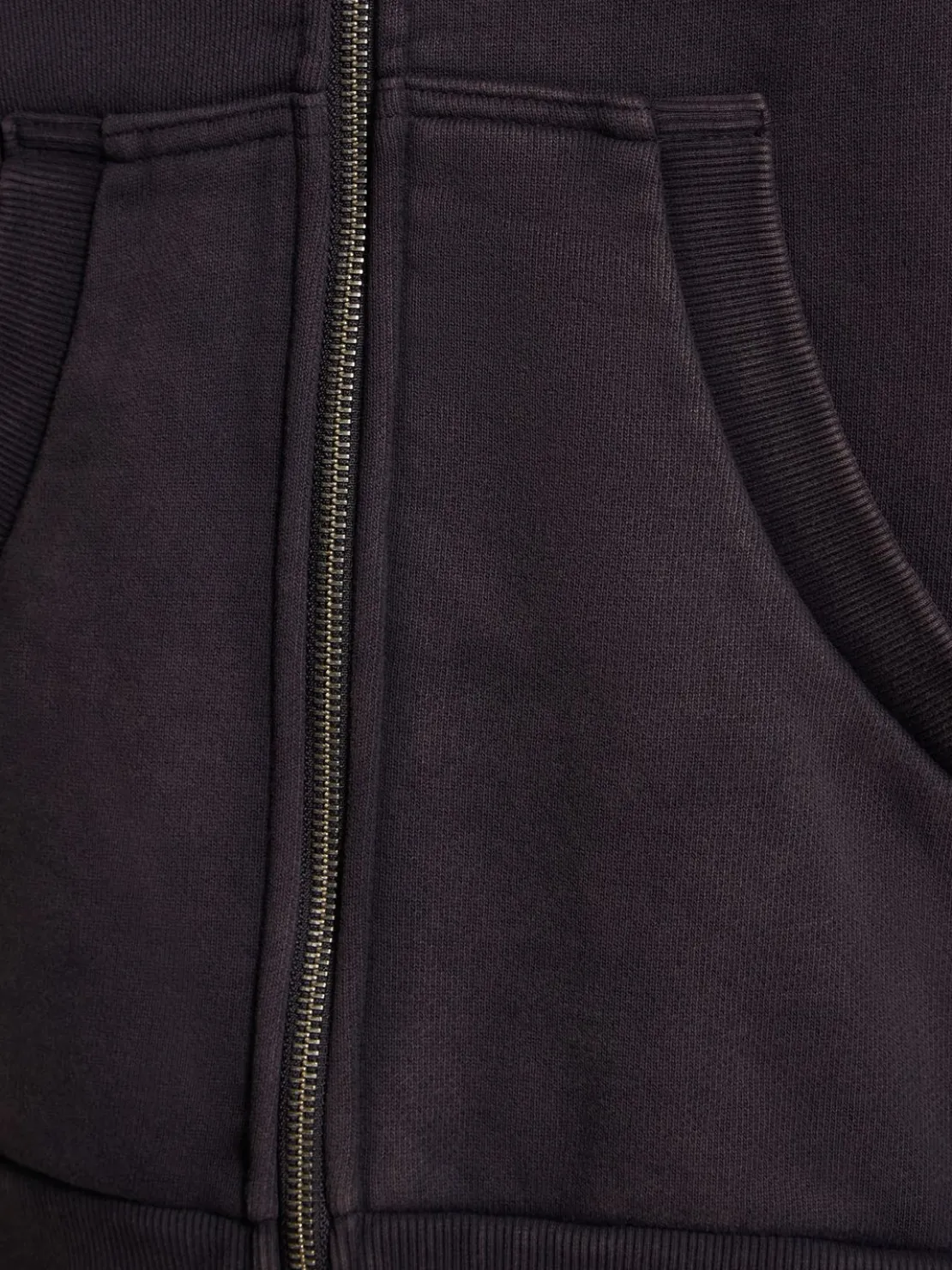 Felpa in cotone washed con zip e cappuccio