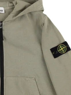 Felpa in jersey di cotone con zip e cappuccio