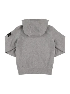 Felpa in jersey di cotone con zip e cappuccio