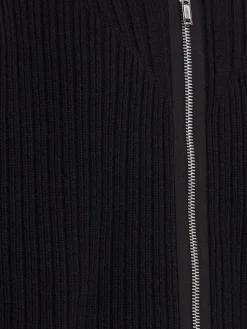 Felpa in lana con zip e cappuccio