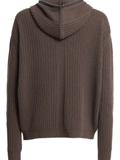 Felpa in lana con zip e cappuccio