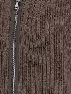 Felpa in lana con zip e cappuccio