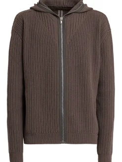 Felpa in lana con zip e cappuccio