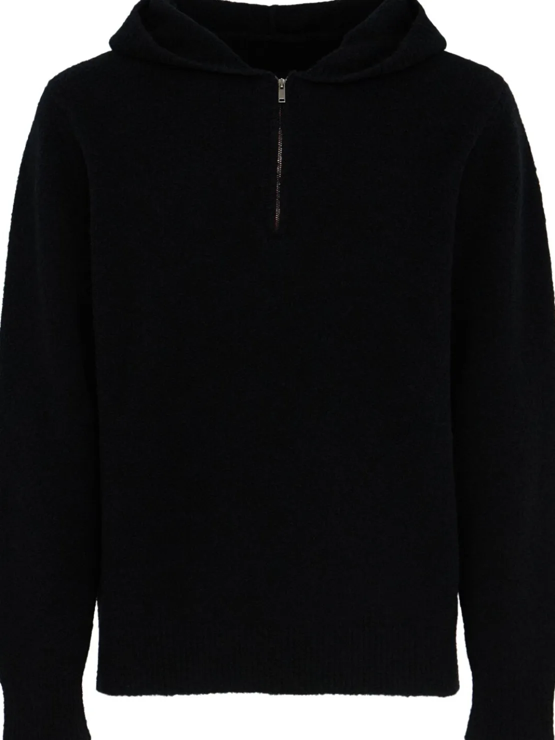 Felpa in maglia di lana con mezza zip e cappuccio