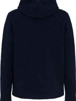 Felpa in maglia di lana con mezza zip e cappuccio