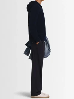Felpa in maglia di lana con mezza zip e cappuccio