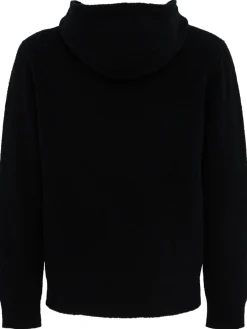 Felpa in maglia di lana con mezza zip e cappuccio
