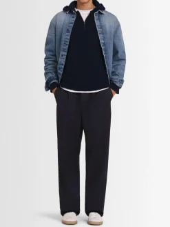 Felpa in maglia di lana con mezza zip e cappuccio