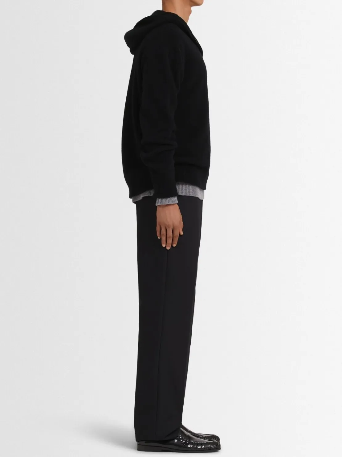 Felpa in maglia di lana con mezza zip e cappuccio