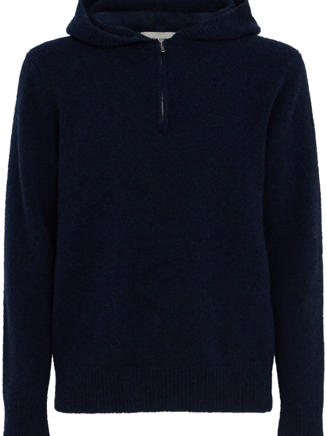 Felpa in maglia di lana con mezza zip e cappuccio