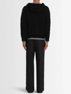 Felpa in maglia di lana con mezza zip e cappuccio