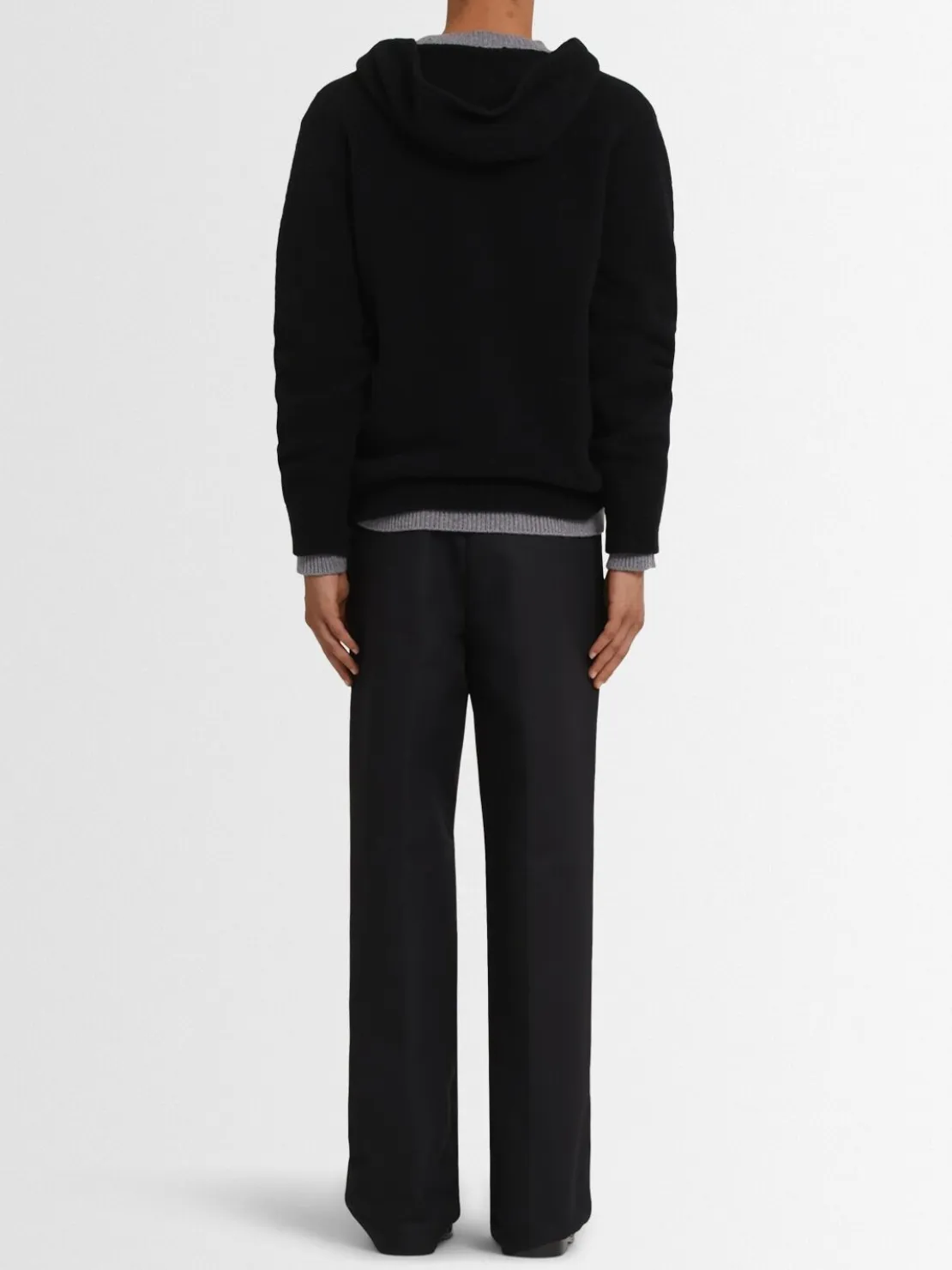 Felpa in maglia di lana con mezza zip e cappuccio