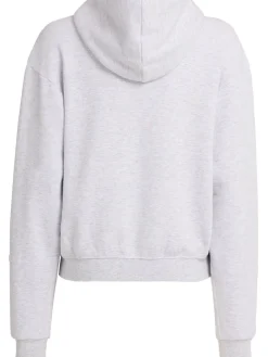 Felpa in misto cotone / zip e cappuccio