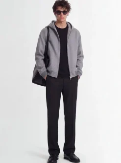 Felpa in misto lana con zip e cappuccio