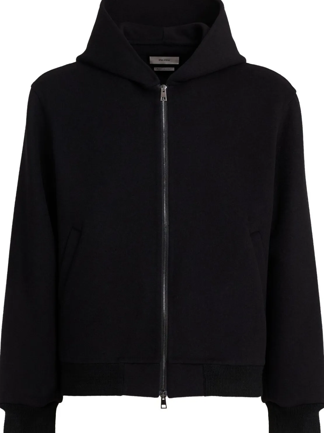 Felpa in misto lana con zip e cappuccio