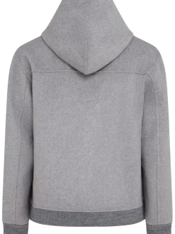 Felpa in misto lana con zip e cappuccio