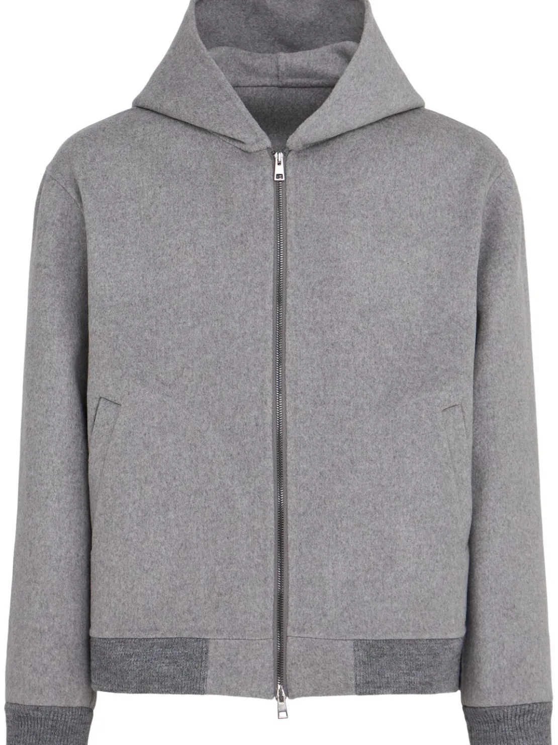 Felpa in misto lana con zip e cappuccio