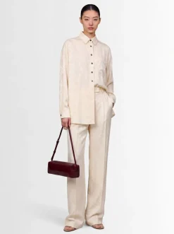 Floral jacquard wide pants