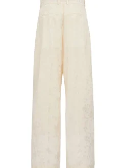 Floral jacquard wide pants