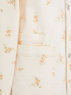 Floral printed denim jacket