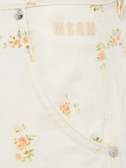Floral printed straight jeans