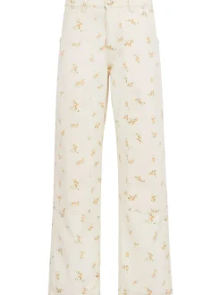 Floral printed straight jeans