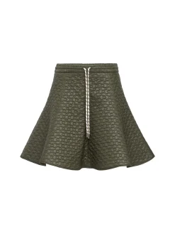 Floral quilted nylon padded mini skirt